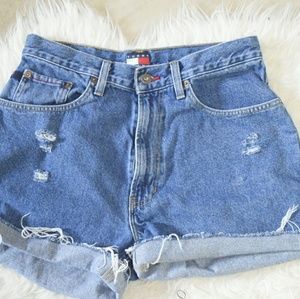 Vintage Tommy Hilfiger distressed jean shorts